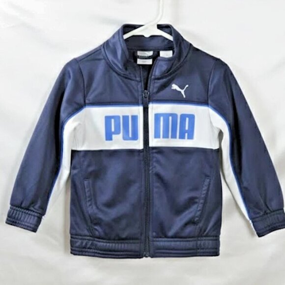 Puma Other - PUMA Boys Track Jacket Size 24M Navy Blue White Full Zip Athletic With Logo